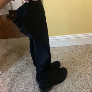 Black suede over the knee boots